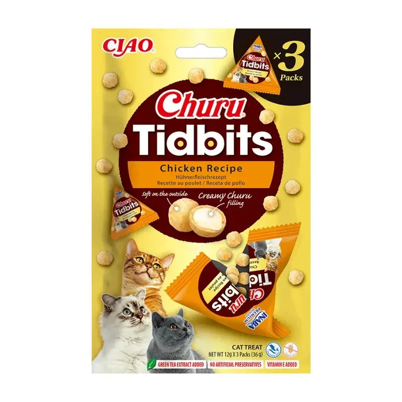 Churu Tidbites Cat Snacks – Chicken Flavour, 6 x 36 g