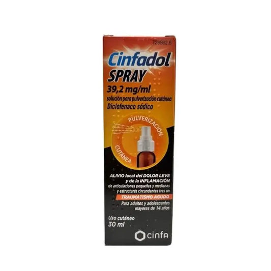 Cinfadol Diclofenac 39,2mg/ml Spray pour la peau 30 ml