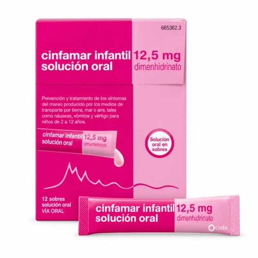 Cinfamar Infantil 12,5 mg Solution buvable 12 sachets
