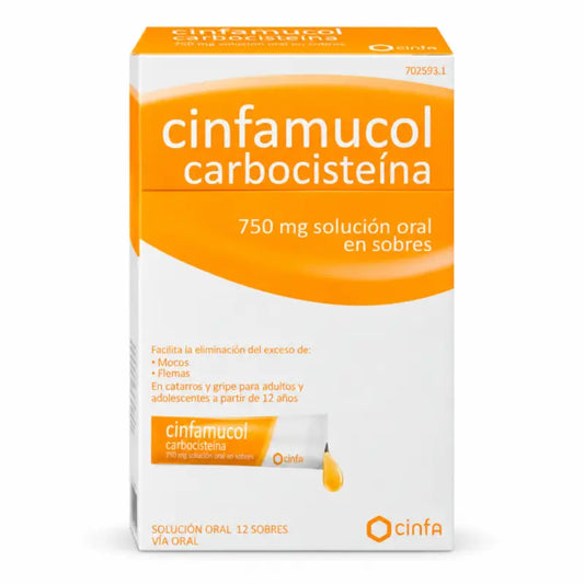 Cinfamucol Carbocysteine 750 mg Solution orale, 12 sachets