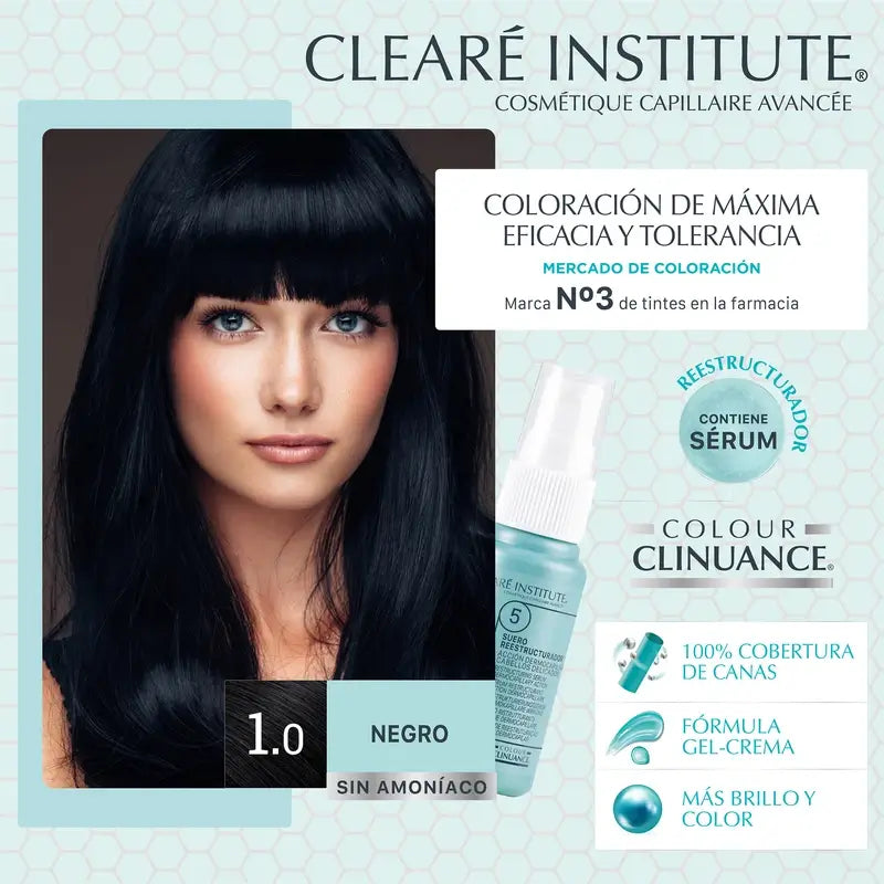 Clearé Institute Colour Clinuance Couleur permanente sans ammoniaque 1.0 Noir