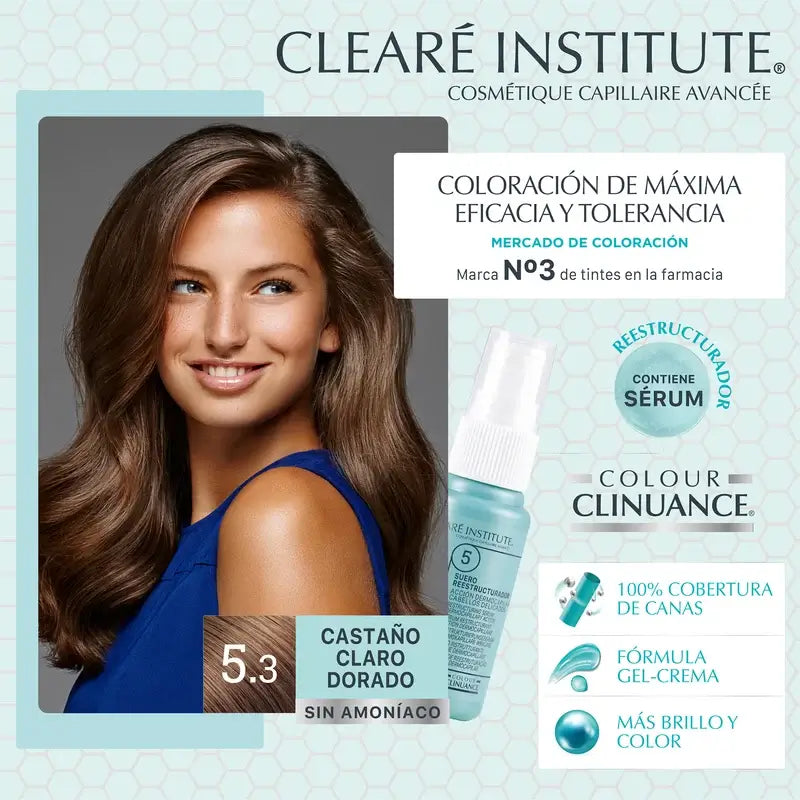 Clearé Institute Colour Clinuance Couleur permanente sans ammoniaque 5.3 Light Golden Brown