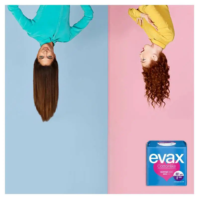 Compresses normales en coton Evax avec ailettes 16 unités