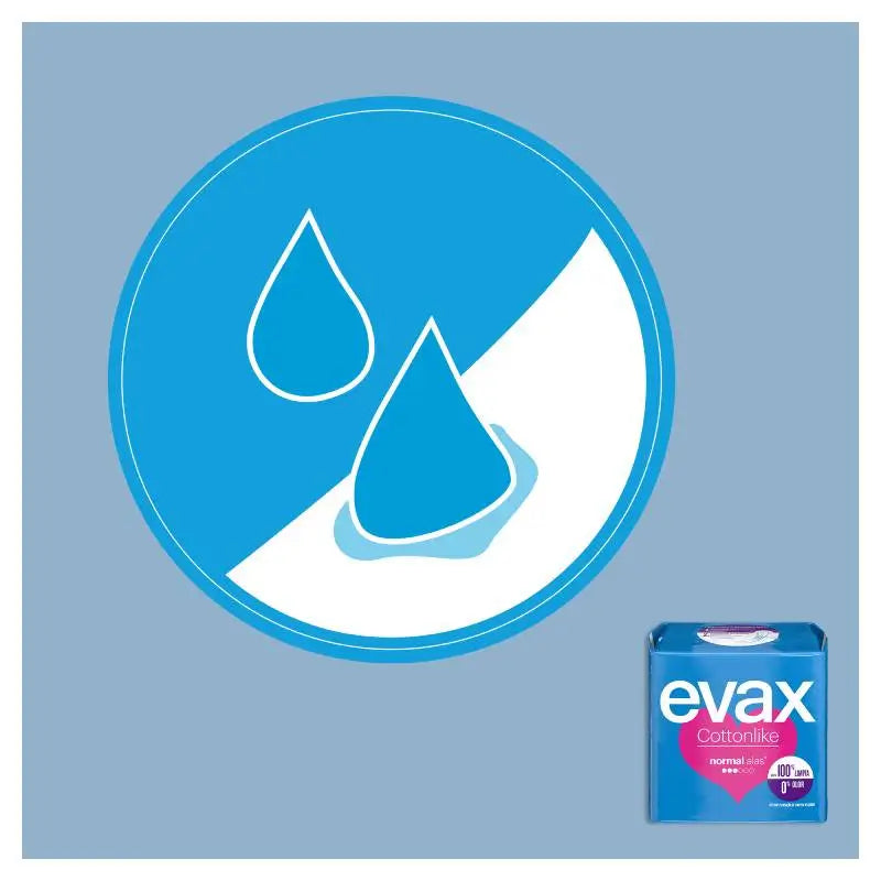 Compresses normales en coton Evax avec ailettes 16 unités