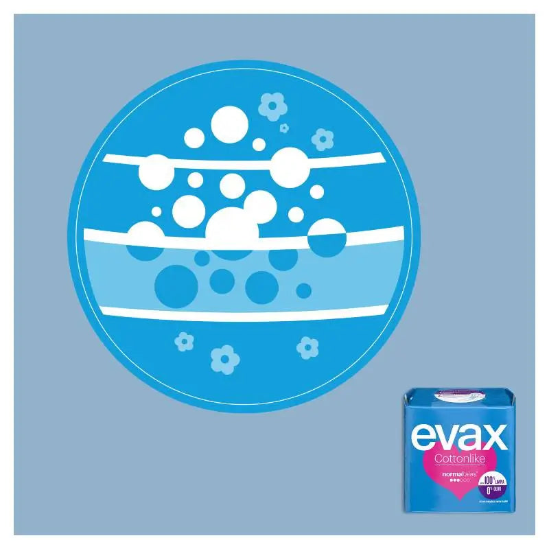 Compresses normales en coton Evax avec ailettes 16 unités