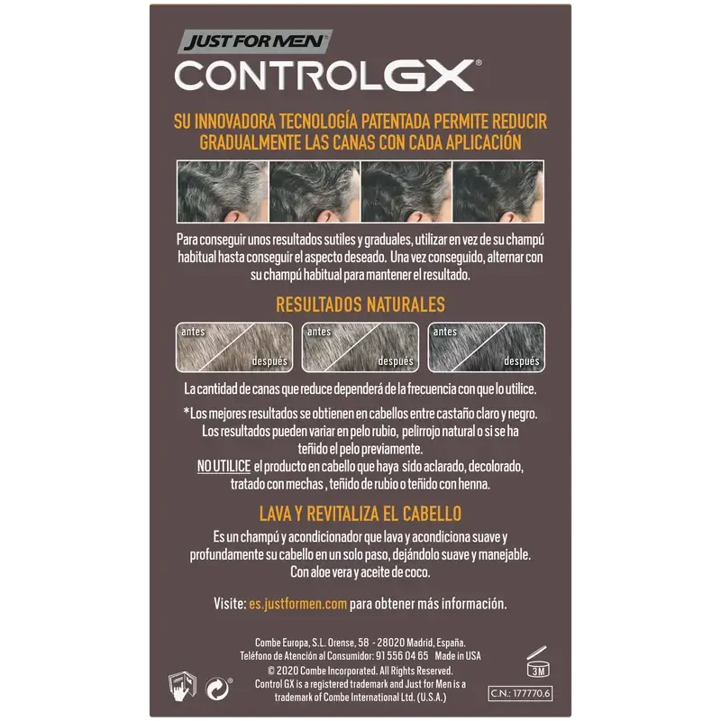 Just For Men Control Gx Grey Hair Reducer 2 In 1 Shampooing et Conditionneur 118 ml
