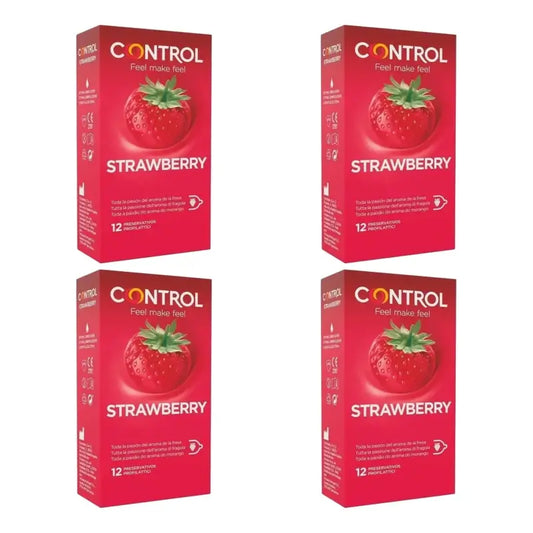 Control Strawberry Condoms, 12-pack, pack of 4