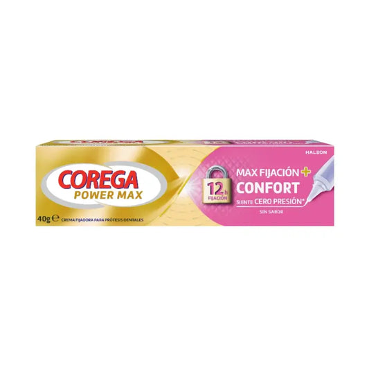 Corega Max Fixation + Comfort Fixing Cream pour prothèses dentaires, 40 gr