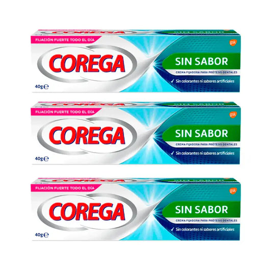 Corega Triplo Crème adhésive extra forte sans saveur, 3 x 40 g