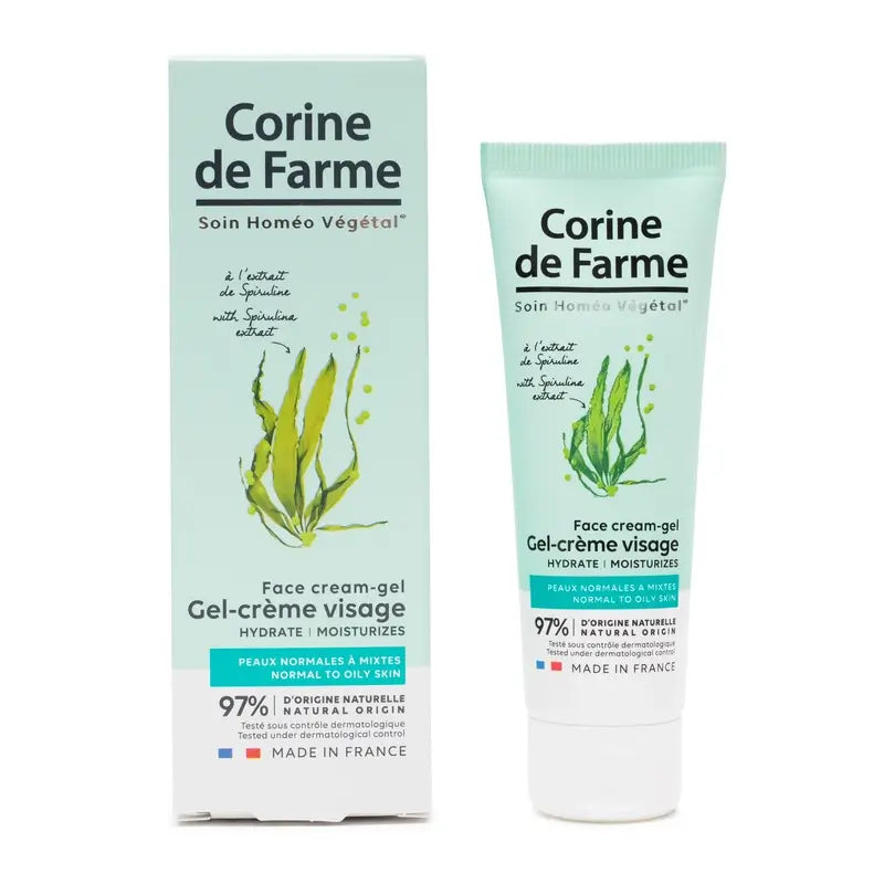 Corine De Farme Gel Crème pour le visage à l'extrait de spiruline, 50 ml