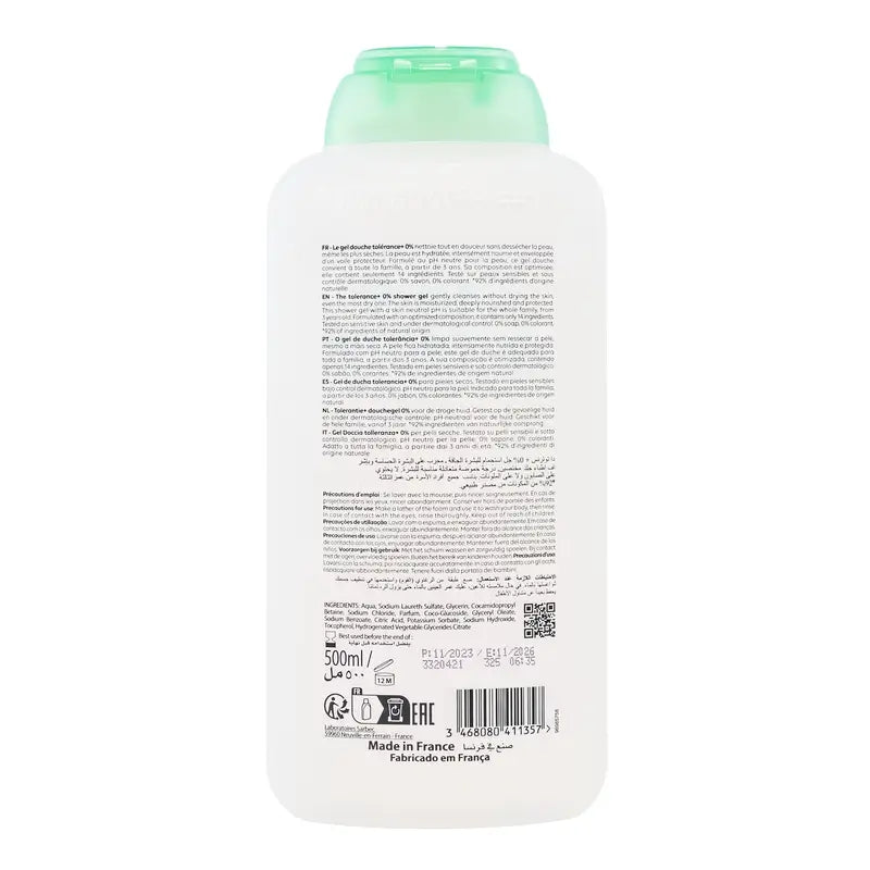 Corine De Farme Gel douche pur 0% pour peaux sèches, 500 ml