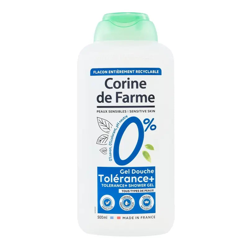 Corine De Farme Gel Douche Pure 0% pour Peaux Sensibles, 500 ml