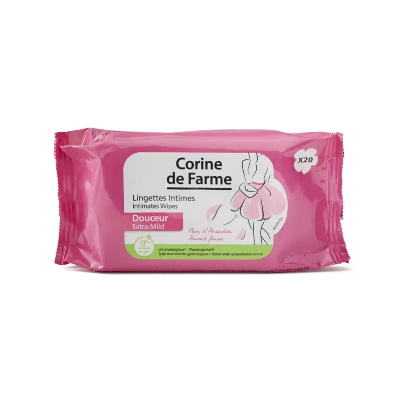 Corine De Farme Lingettes douces pour l'hygiène intime des adultes, 20 pièces