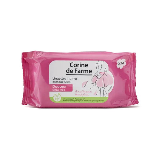 Corine De Farme Lingettes douces pour l'hygiène intime des adultes, 20 pièces
