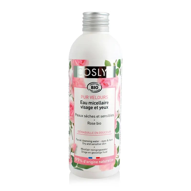 Coslys Cleansing Eau micellaire démaquillante pour peaux sèches et sensibles avec des roses, 200 ml