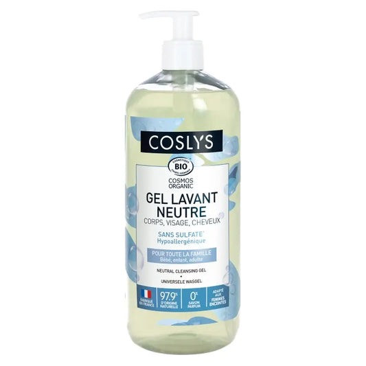 Gel douche neutre Coslys Universal : sans parfum, visage, corps et cheveux, 1000 ml