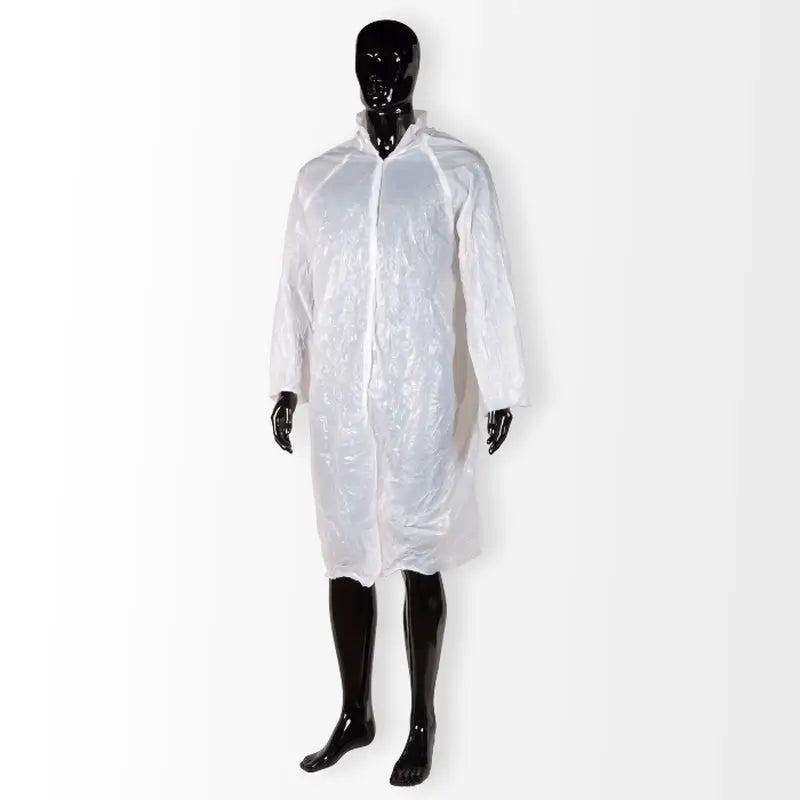Cuatrogasa White Polyethylene Visitor's Coat, 10 pcs.