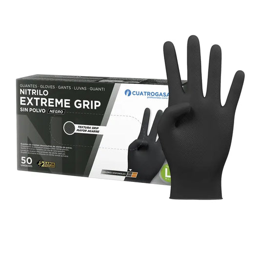Cuatrogasa Gant Nitrile Extreme Grip Noir L Noir, 50 unités