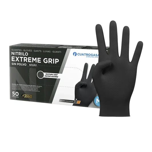 Cuatrogasa Gant Nitrile Extreme Grip Noir M Noir, 100 unités
