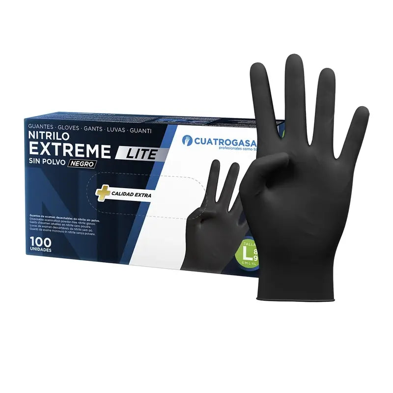 Cuatrogasa Nitrile Glove Extreme Lite Black L, 100 unités