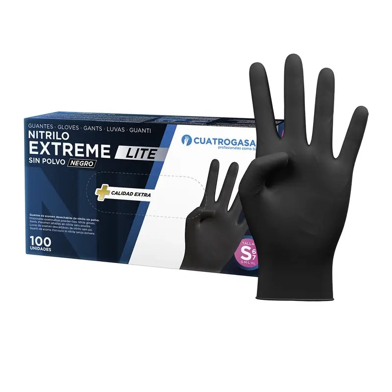Cuatrogasa Nitrile Glove Extreme Lite Black S, 100 unités