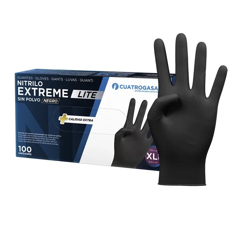 Cuatrogasa Nitrile Glove Extreme Lite Black Xl, 100 unités
