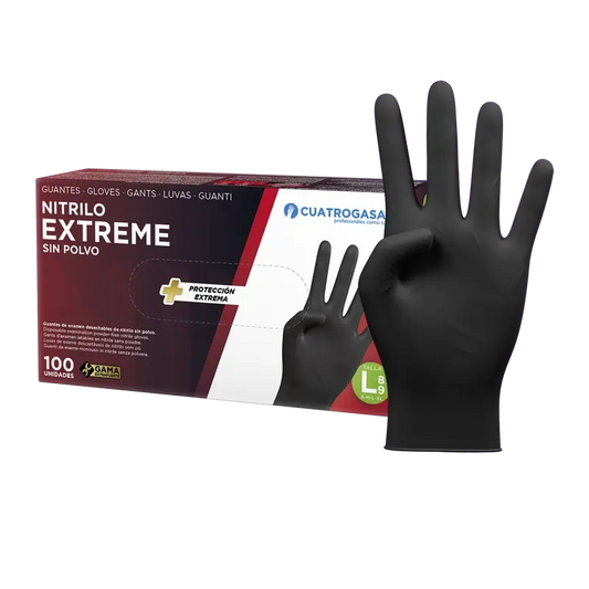 Cuatrogasa Extreme Nitrile Glove Black L, 100 unités