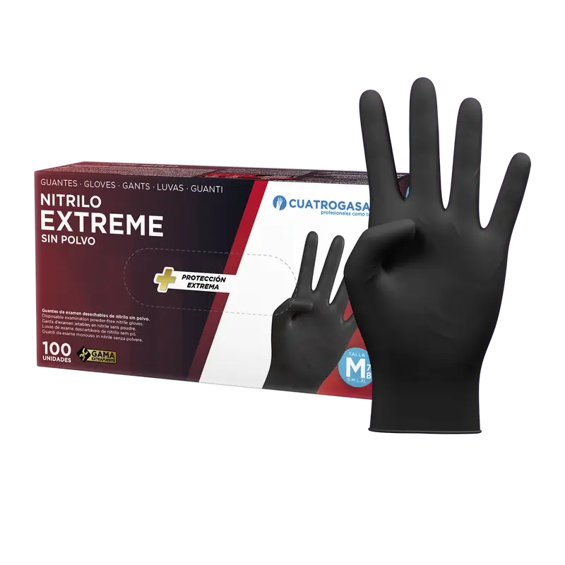 Cuatrogasa Nitrile Glove Extreme Black M, 100 unités