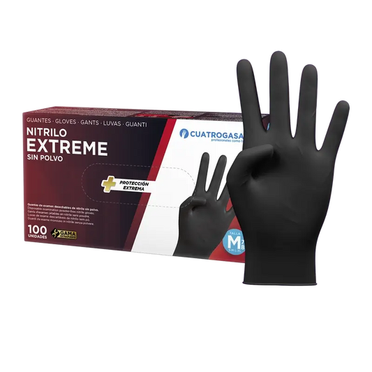 Cuatrogasa Nitrile Glove Extreme Black M, 100 unités
