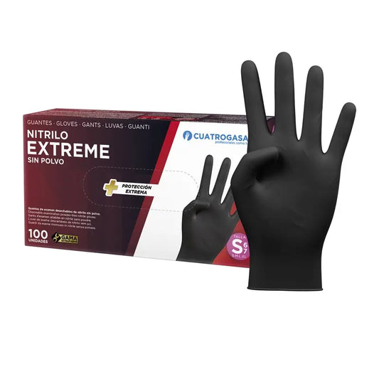 Cuatrogasa Extreme Nitrile Glove Noir S, 100 unités