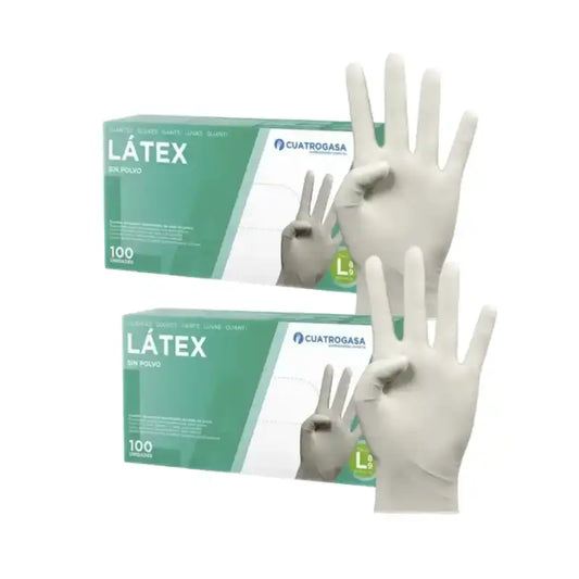 Cuatrogasa Gants sans poudre en latex blanc Taille L, 2X100 unités