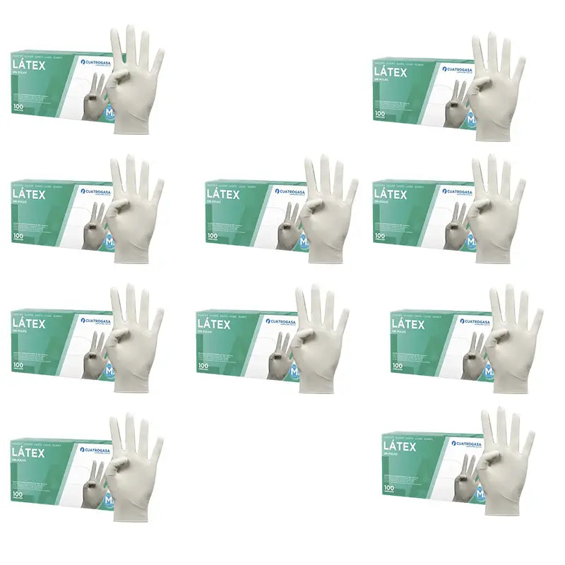 Cuatrogasa Gants sans poudre en latex blanc Taille M, 10X100 unités