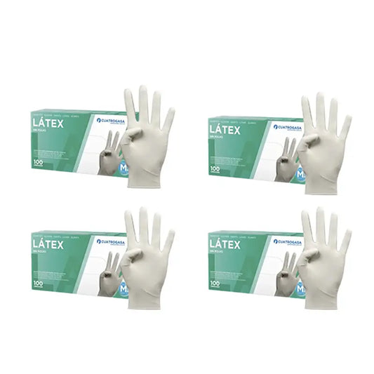 Cuatrogasa Gants sans poudre en latex blanc Taille M, 4X100 unités