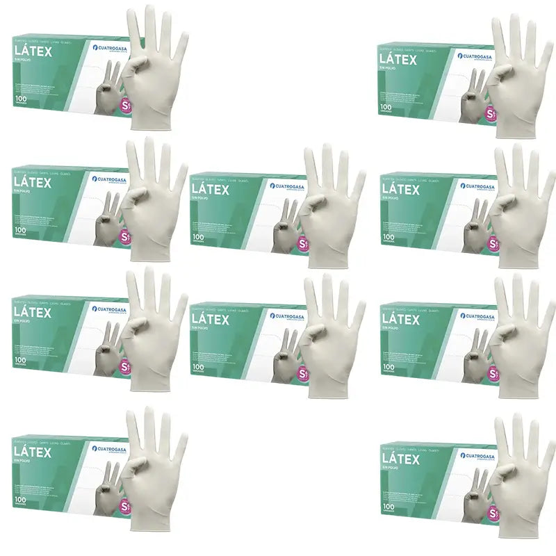 Cuatrogasa Gants sans poudre en latex blanc Taille S, 10X100 unités