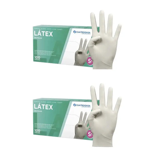 Cuatrogasa Gants sans poudre en latex blanc Taille S, 2X100 unités