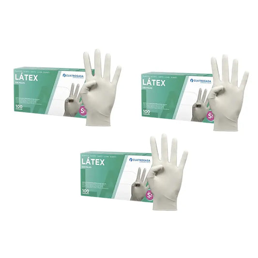 Cuatrogasa Gants sans poudre en latex blanc Taille S, 3X100 unités
