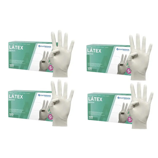 Cuatrogasa Gants sans poudre en latex blanc Taille S, 4X100 unités