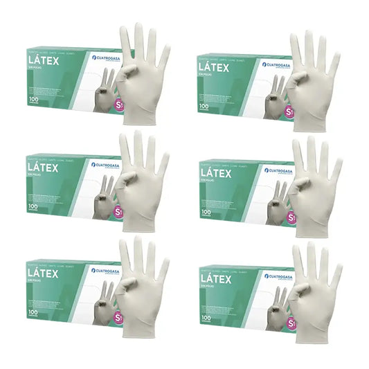 Cuatrogasa Gants sans poudre en latex blanc Taille S, 6X100 unités
