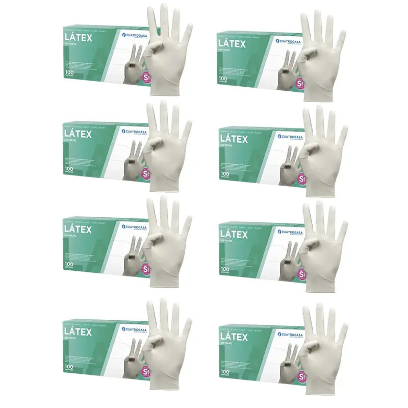 Cuatrogasa Gants sans poudre en latex blanc Taille S, 8X100 unités