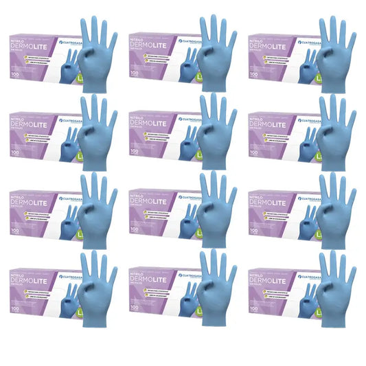 Cuatrogasa Dermolite Gants nitrile sans poudre Bleu Taille L, 12X100 unités