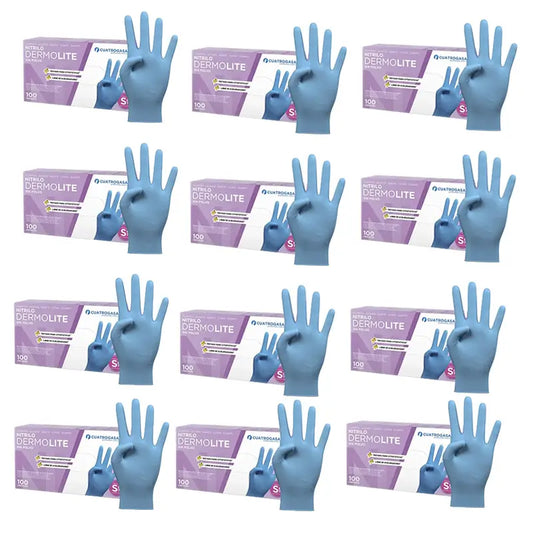 Cuatrogasa Dermolite Gants nitrile sans poudre Bleu Taille S, 12X100 unités