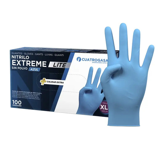 Cuatrogasa Extreme Lite Nitrile Powder Free Gloves Bleu Taille Xl, 100 unités