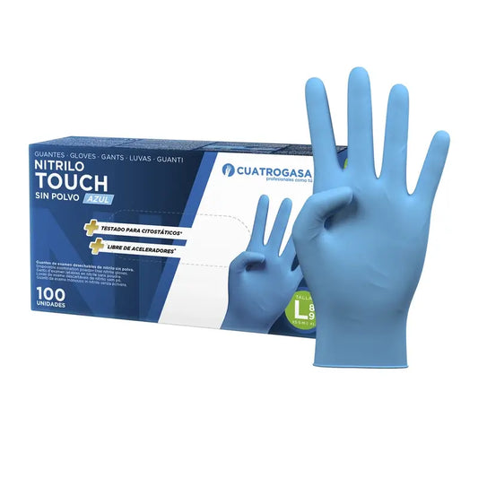 Cuatrogasa Nitrile Touch Powder Free Gloves Bleu Taille L, 100 unités
