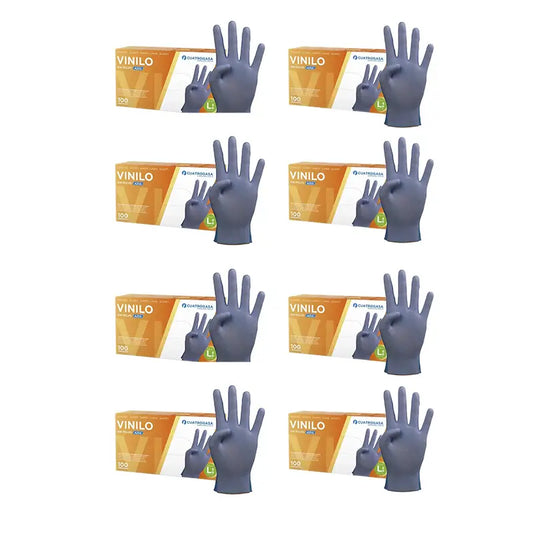 Cuatrogasa Gants en vinyle sans poudre Bleu Taille L, 8X100 unités