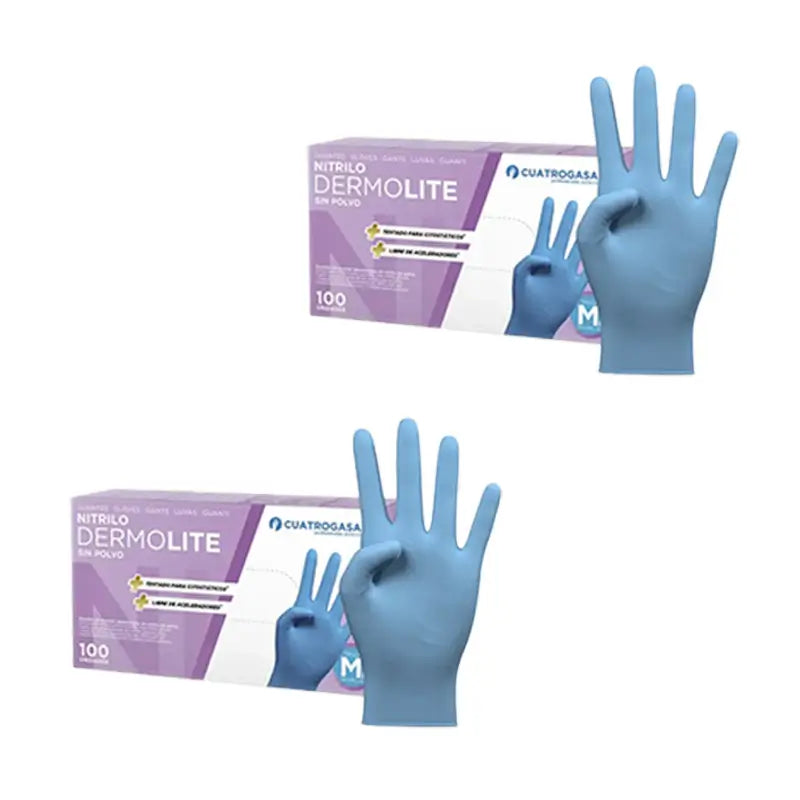 Cuatrogasa Gants en vinyle sans poudre Bleu Taille M, 2X100 unités