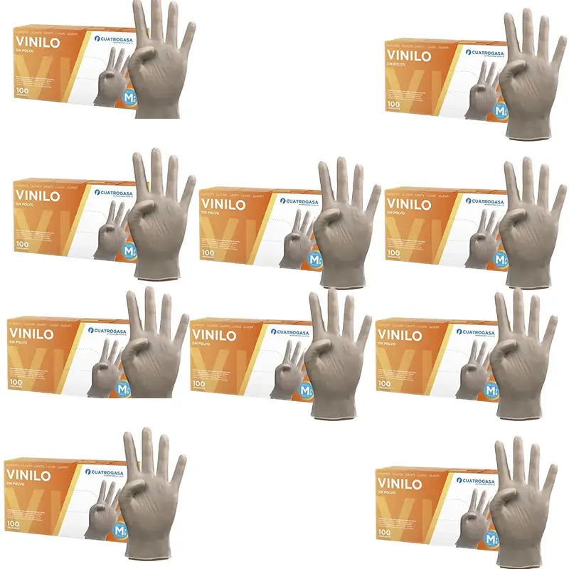 Cuatrogasa Gants sans poudre en vinyle transparent Taille M, 10X100 unités