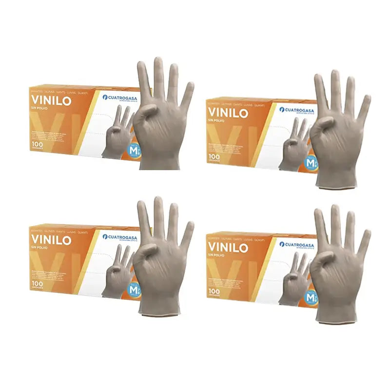 Cuatrogasa Gants sans poudre en vinyle transparent Taille M, 4X100 unités
