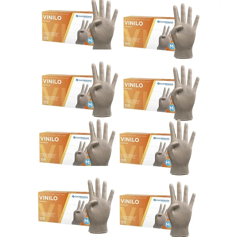 Cuatrogasa Gants sans poudre en vinyle transparent Taille M, 8X100 unités