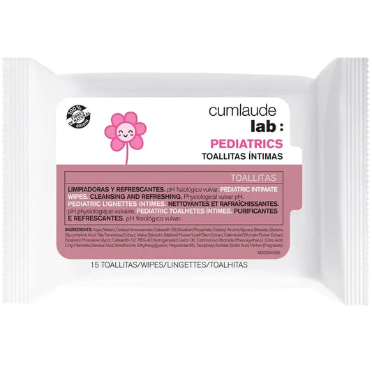 Lingettes intimes Cumlaude Lab Pediatrics, 15 unités
