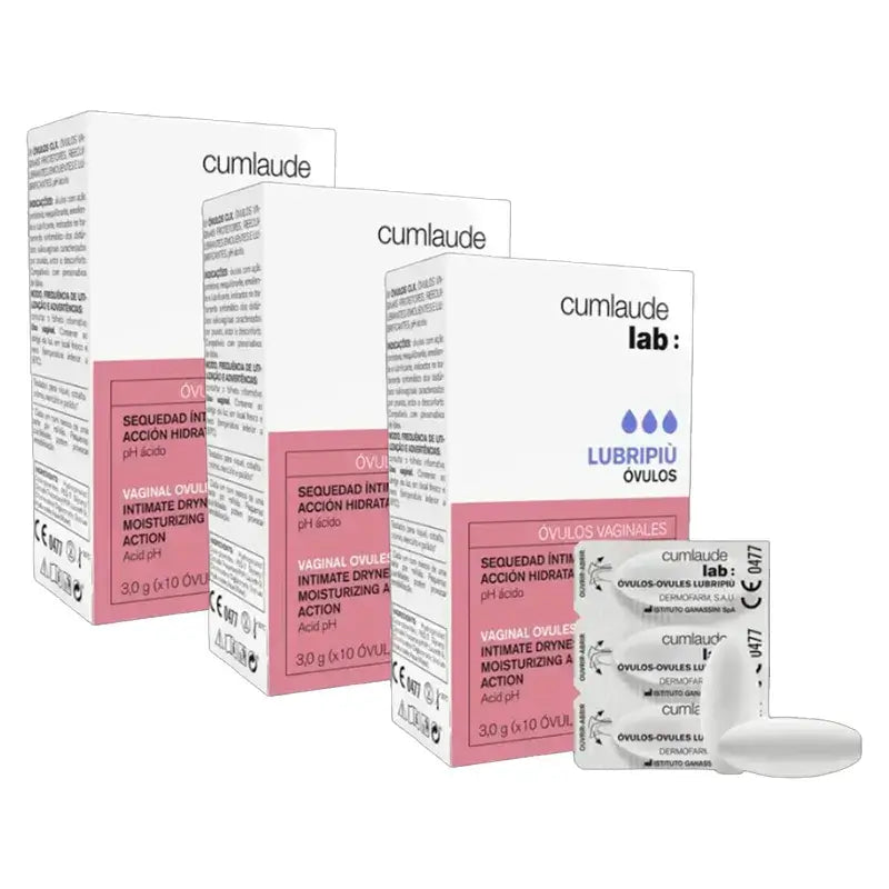 Cumlaude Lubripiu Lab Ovules vaginaux hydratants et apaisants, paquet de 3 x 10 unités